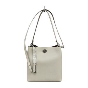 Coach Pebbled Leather Bucket Bag Chalk White Turnlock Shoulder Crossbody